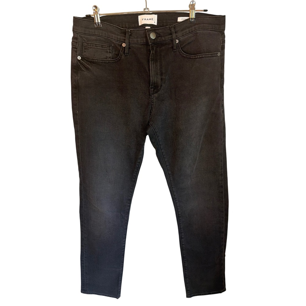 Frame L'Homme Slim Jeans Fade To Grey Mens 33 LMH795 Dark Wash Denim Pants